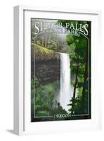 Silver Falls State Park, Oregon - South Falls-Lantern Press-Framed Art Print