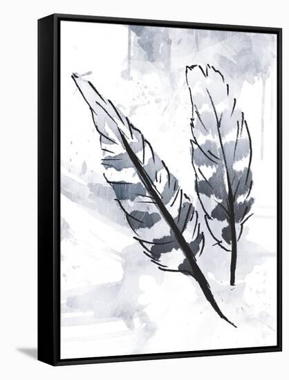 Silver Feathers-OnRei-Framed Stretched Canvas