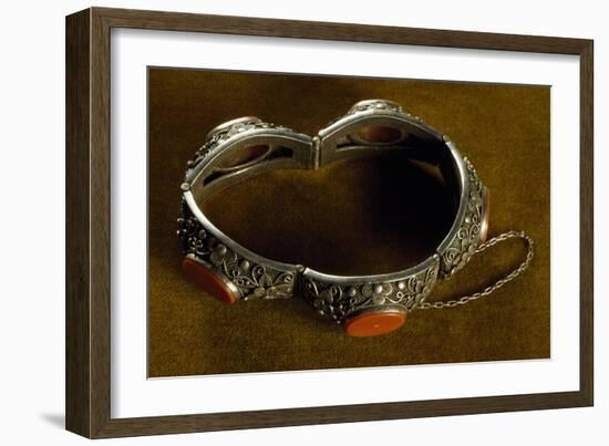 Silver Filigree and Coral Bracelet, China-null-Framed Giclee Print