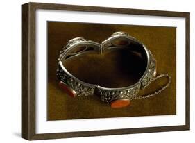 Silver Filigree and Coral Bracelet, China-null-Framed Giclee Print