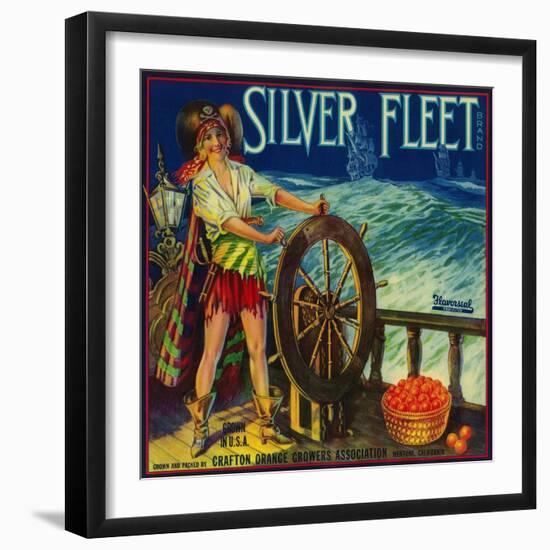 Silver Fleet Orange Label - Mentone, CA-Lantern Press-Framed Art Print