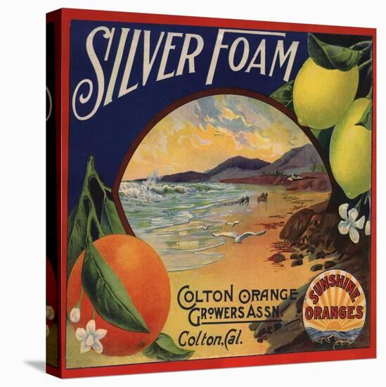 Silver Foam Brand - Colton, California - Citrus Crate Label-Lantern Press-Stretched Canvas