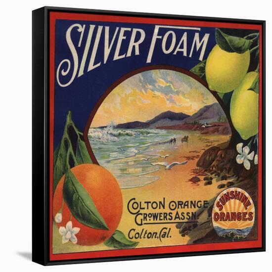 Silver Foam Brand - Colton, California - Citrus Crate Label-Lantern Press-Framed Stretched Canvas