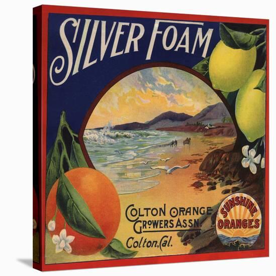 Silver Foam Brand - Colton, California - Citrus Crate Label-Lantern Press-Stretched Canvas