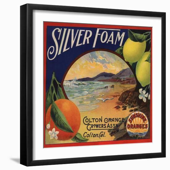 Silver Foam Brand - Colton, California - Citrus Crate Label-Lantern Press-Framed Art Print