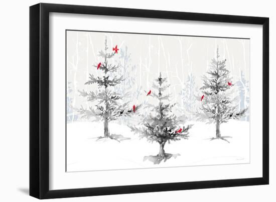 Silver Forest with Cardinals-Lanie Loreth-Framed Art Print