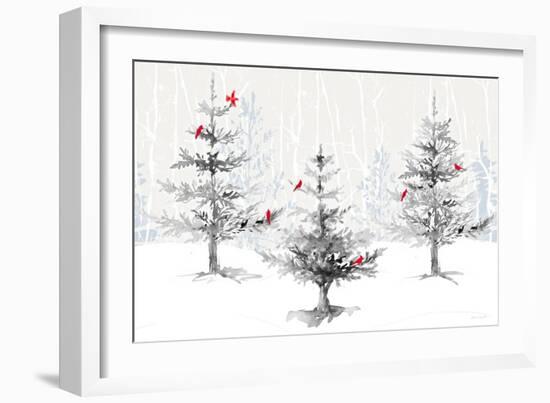 Silver Forest with Cardinals-Lanie Loreth-Framed Art Print