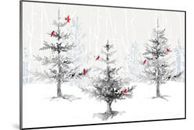 Silver Forest with Cardinals-Lanie Loreth-Mounted Art Print