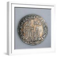 Silver Giustina, Valued at Eight Lire, or 160 Soldi, Minted in Venice under Doge Pasquale Cicogna-null-Framed Giclee Print