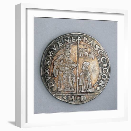 Silver Giustina, Valued at Eight Lire, or 160 Soldi, Minted in Venice under Doge Pasquale Cicogna-null-Framed Giclee Print