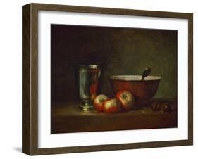 Silver Goblet with Apples-Jean-Baptiste Simeon Chardin-Framed Giclee Print