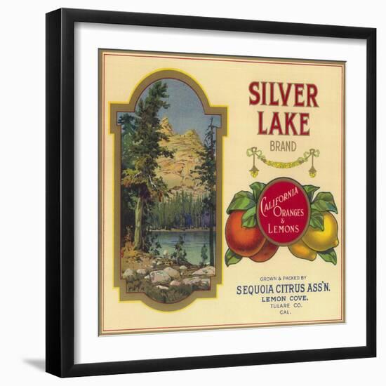 Silver Lake Orange Label - Lemon Cove, CA-Lantern Press-Framed Art Print