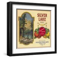 Silver Lake Orange Label - Lemon Cove, CA-Lantern Press-Framed Art Print