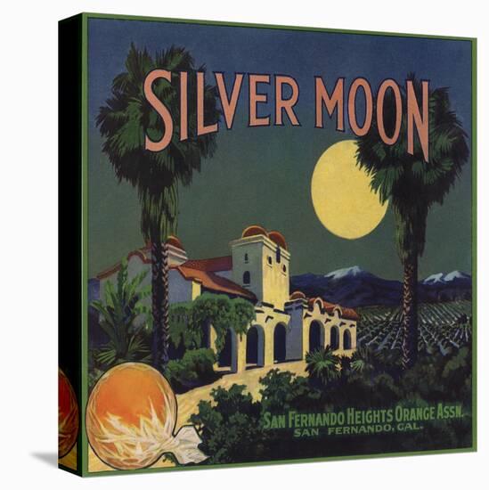 Silver Moon Brand - San Fernando, California - Citrus Crate Label-Lantern Press-Stretched Canvas