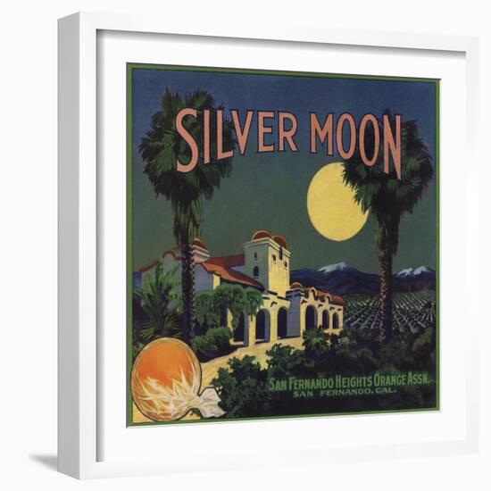 Silver Moon Brand - San Fernando, California - Citrus Crate Label-Lantern Press-Framed Art Print