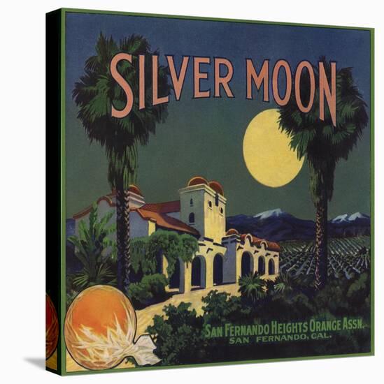 Silver Moon Brand - San Fernando, California - Citrus Crate Label-Lantern Press-Stretched Canvas