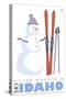 Silver Mountain, Idaho, Snowman with Skis-Lantern Press-Stretched Canvas