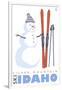 Silver Mountain, Idaho, Snowman with Skis-Lantern Press-Framed Art Print