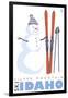 Silver Mountain, Idaho, Snowman with Skis-Lantern Press-Framed Art Print