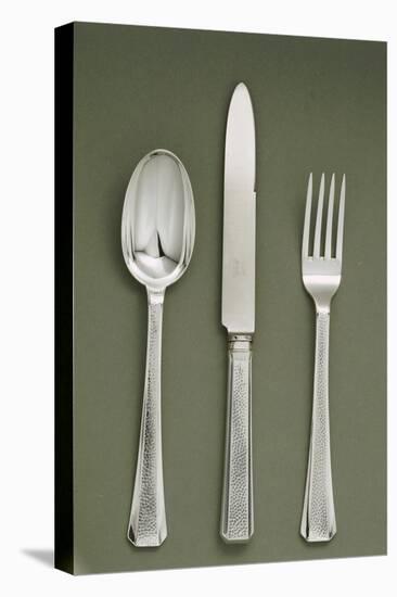 Silver Presentation Cutlery Spoon, Knife and Fork-null-Stretched Canvas