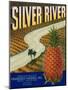 Silver River Pineapple Label - Manati, PR-Lantern Press-Mounted Art Print