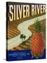 Silver River Pineapple Label - Manati, PR-Lantern Press-Stretched Canvas