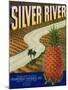 Silver River Pineapple Label - Manati, PR-Lantern Press-Mounted Art Print