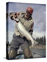 Silver Salmon, Kenai River, Alaska, USA-null-Stretched Canvas