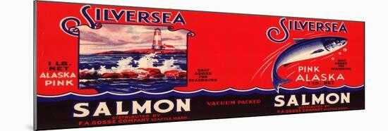 Silver Sea Brand Salmon Label - Seattle, WA-Lantern Press-Mounted Art Print