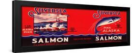 Silver Sea Brand Salmon Label - Seattle, WA-Lantern Press-Framed Art Print