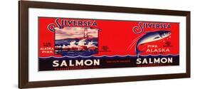 Silver Sea Brand Salmon Label - Seattle, WA-Lantern Press-Framed Premium Giclee Print