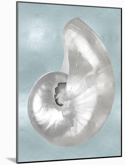 Silver Shell on Aqua Blue I-Caroline Kelly-Mounted Art Print