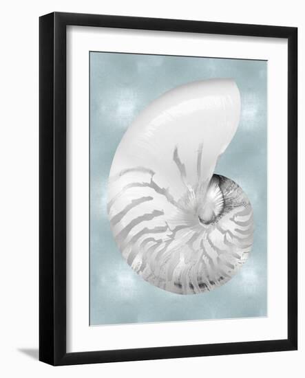 Silver Shell on Aqua Blue II-Caroline Kelly-Framed Art Print