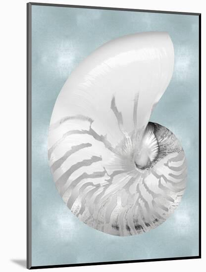 Silver Shell on Aqua Blue II-Caroline Kelly-Mounted Art Print