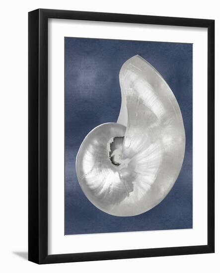 Silver Shell on Indigo Blue I-Caroline Kelly-Framed Art Print