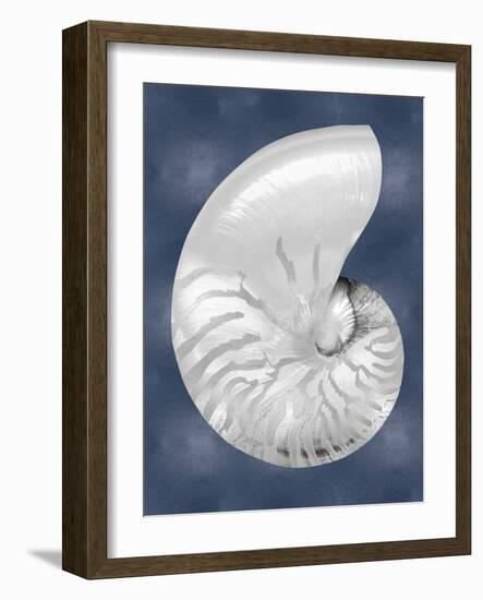 Silver Shell on Indigo Blue II-Caroline Kelly-Framed Art Print