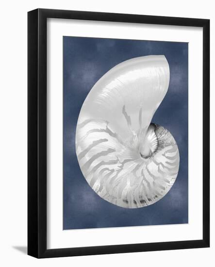 Silver Shell on Indigo Blue II-Caroline Kelly-Framed Art Print