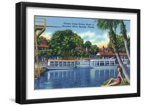 Silver Springs, Florida - View of Electric Glass Bottom Boats-Lantern Press-Framed Art Print