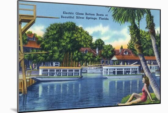Silver Springs, Florida - View of Electric Glass Bottom Boats-Lantern Press-Mounted Art Print