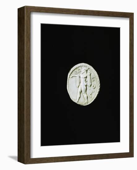 Silver Stater Depicting Poseidon, from Paestum, Greek Coins-null-Framed Giclee Print