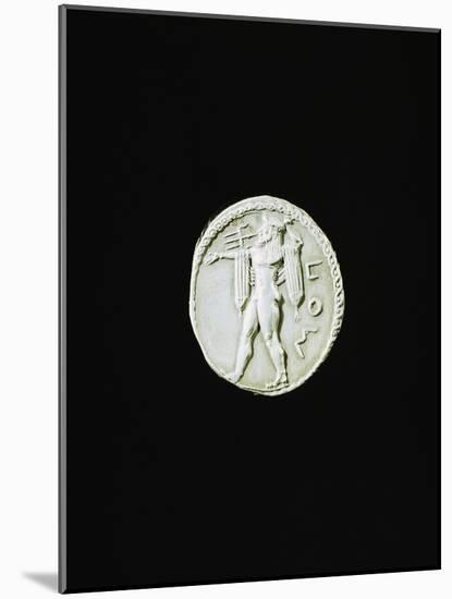 Silver Stater Depicting Poseidon, from Paestum, Greek Coins-null-Mounted Giclee Print