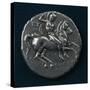 Silver Stater of Taranto Depicting Knight with Shield and Spear in Relief-null-Stretched Canvas