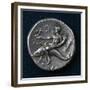 Silver Stater of Taranto Depicting Man Riding on Dolphin in Relief, Recto, Ca 300 BC-null-Framed Giclee Print