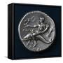 Silver Stater of Taranto Depicting Man Riding on Dolphin in Relief, Recto, Ca 300 BC-null-Framed Stretched Canvas