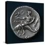 Silver Stater of Taranto Depicting Man Riding on Dolphin in Relief, Recto, Ca 300 BC-null-Stretched Canvas