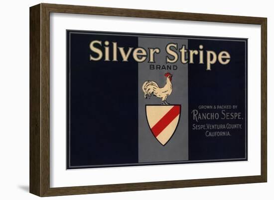 Silver Stripe Brand - Sespe, California - Citrus Crate Label-Lantern Press-Framed Art Print