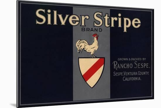 Silver Stripe Brand - Sespe, California - Citrus Crate Label-Lantern Press-Mounted Art Print