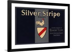 Silver Stripe Brand - Sespe, California - Citrus Crate Label-Lantern Press-Framed Premium Giclee Print