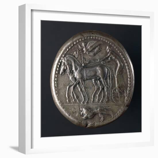 Silver Syracusan Decadrachm Depicting Winged Victory on Quadriga-null-Framed Giclee Print