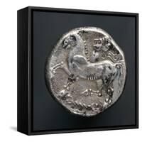 Silver Tetradrachm of Danube Celts, Depicting Man on Horseback-null-Framed Stretched Canvas